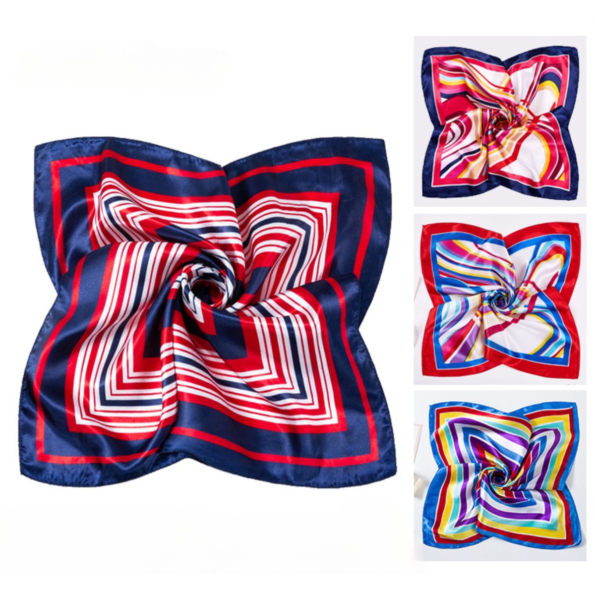 Silk Neck Scarf - Écharpe carrée imprimée pour femme, petit
